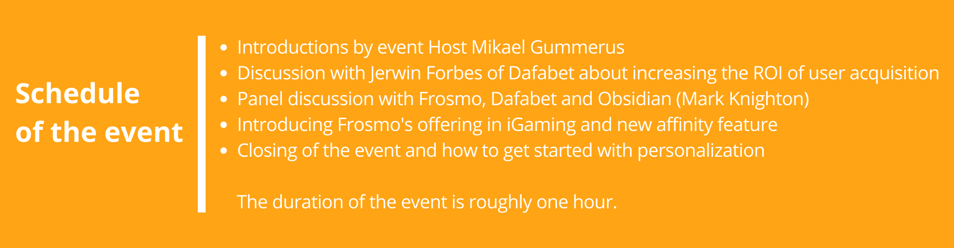 iGaming event schedule